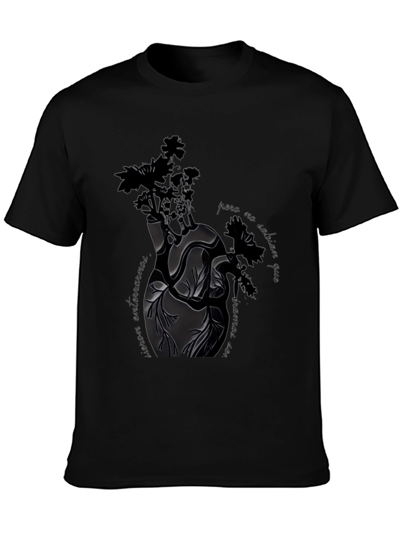 Heart & Flowers Black Graphic Tee