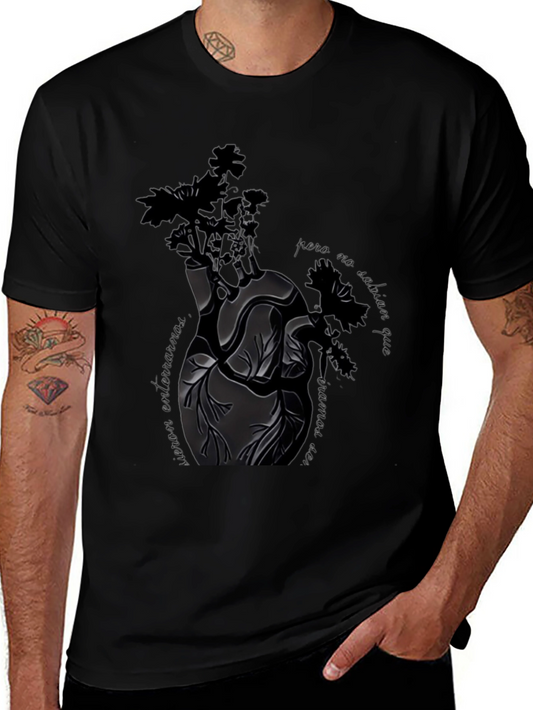 Heart & Flowers Black Graphic Tee