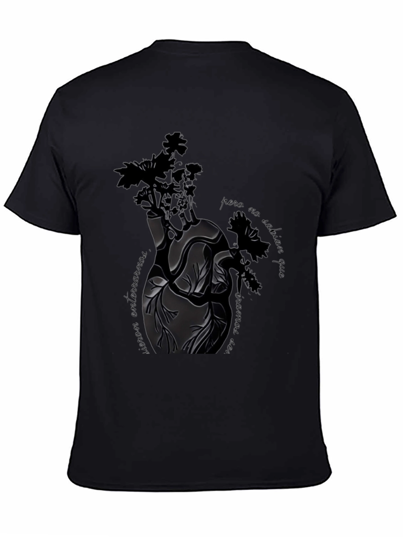 Heart & Flowers Black Graphic Tee