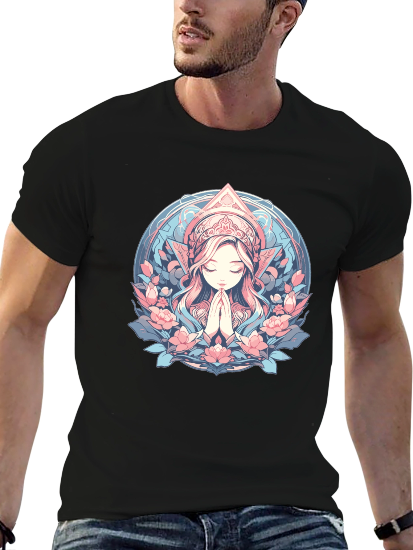 Praying Woman Floral T-Shirt