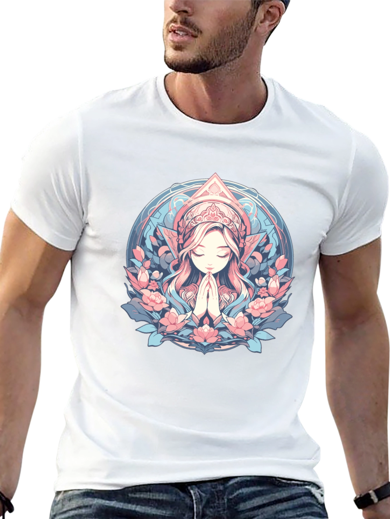 Praying Woman Floral T-Shirt
