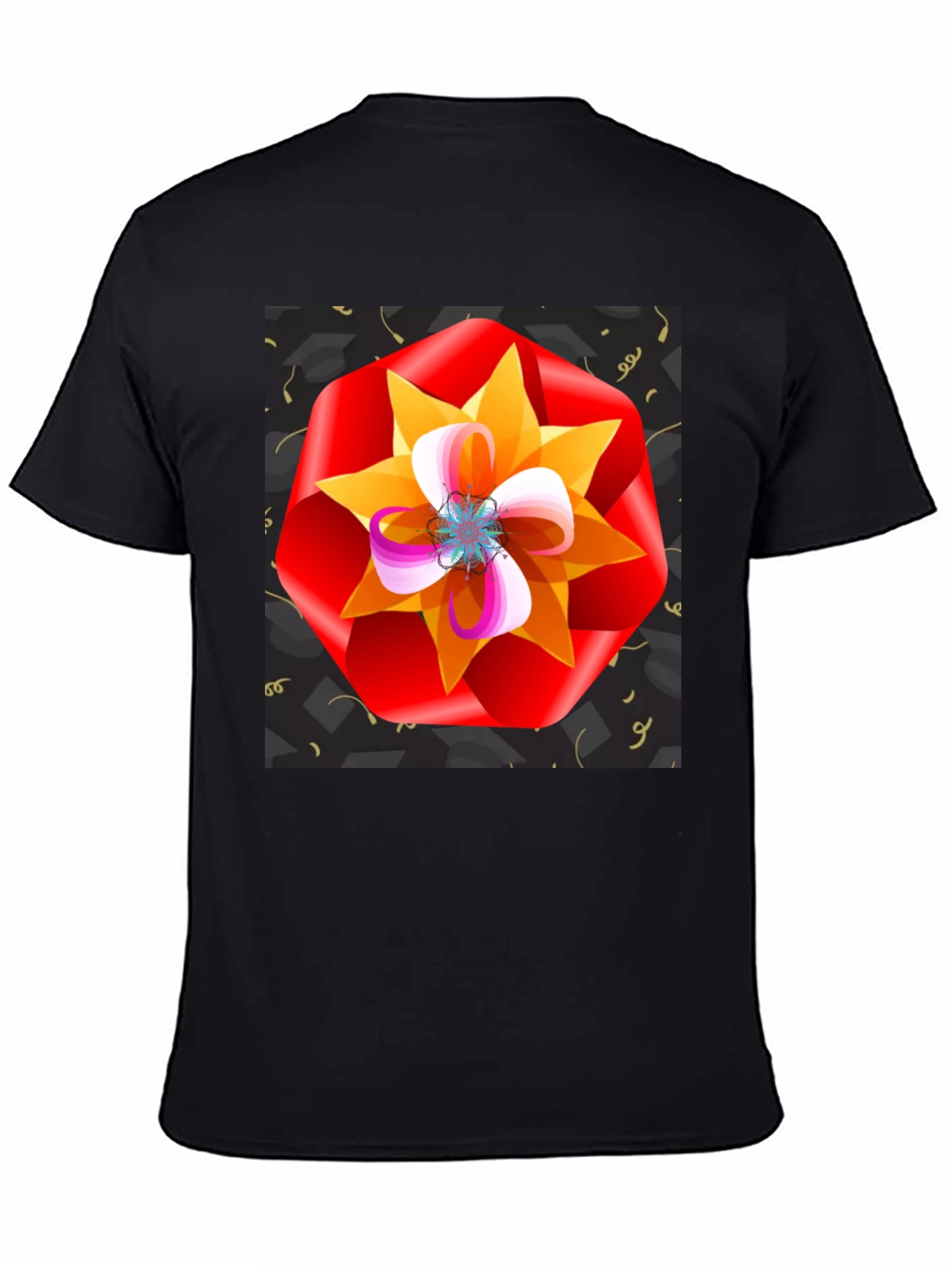Floral Graphic Print Black T-Shirt