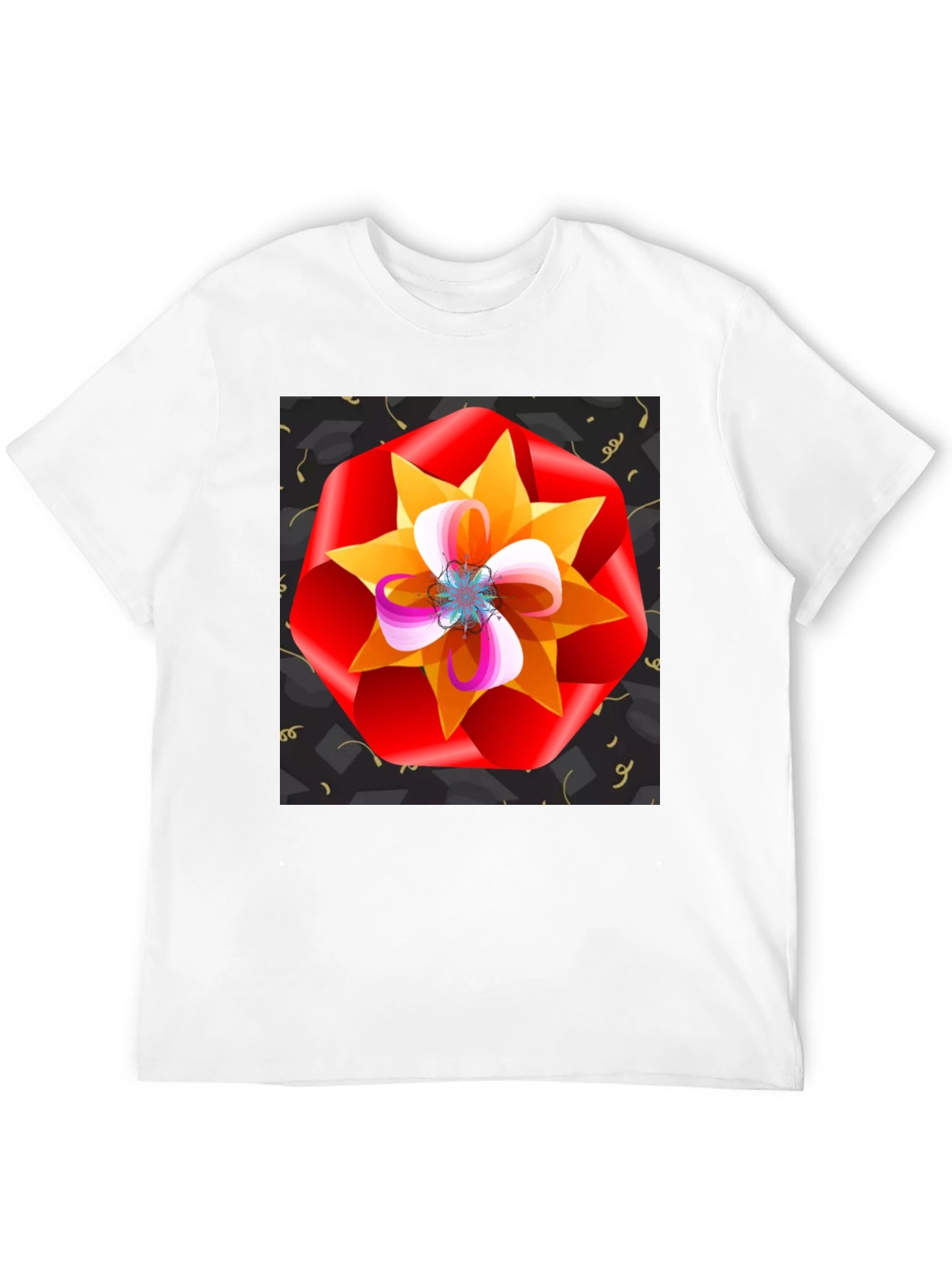 Floral Graphic Print Black T-Shirt