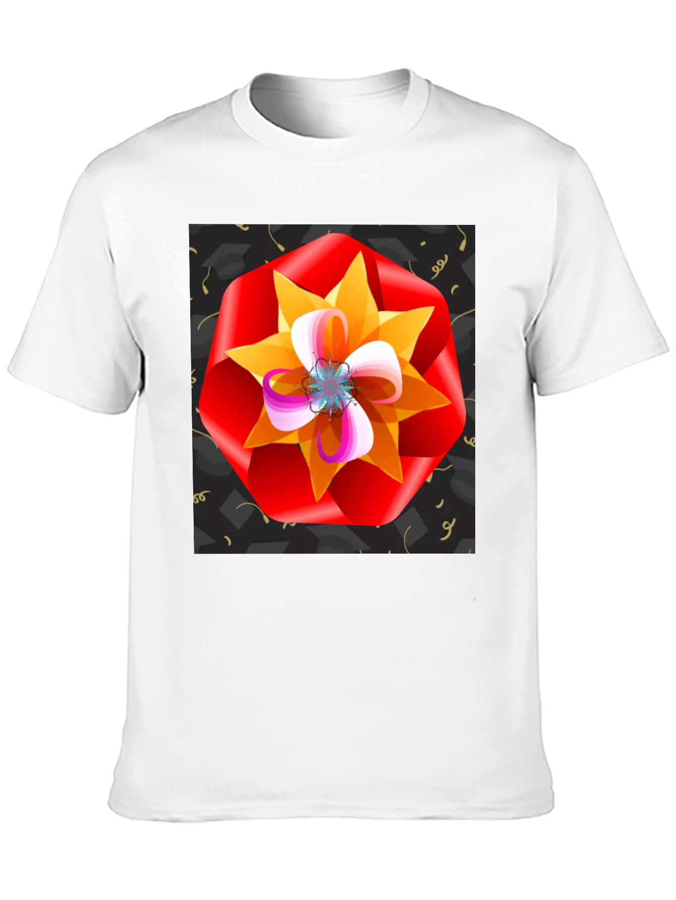 Floral Graphic Print Black T-Shirt