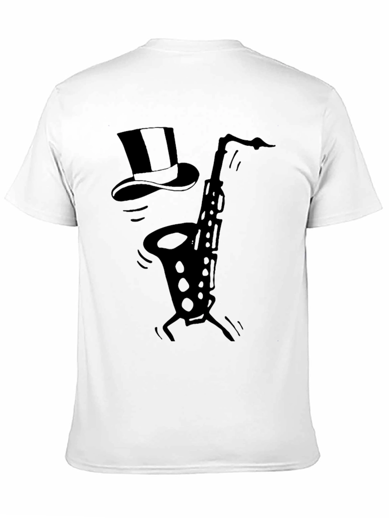 Saxophone Top Hat Black Graphic T-Shirt