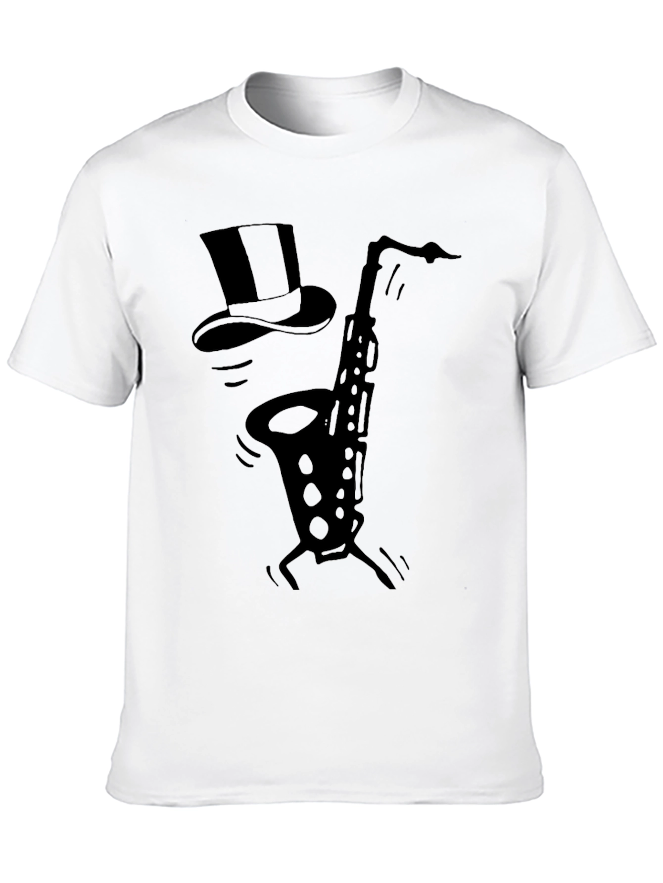 Saxophone Top Hat Black Graphic T-Shirt
