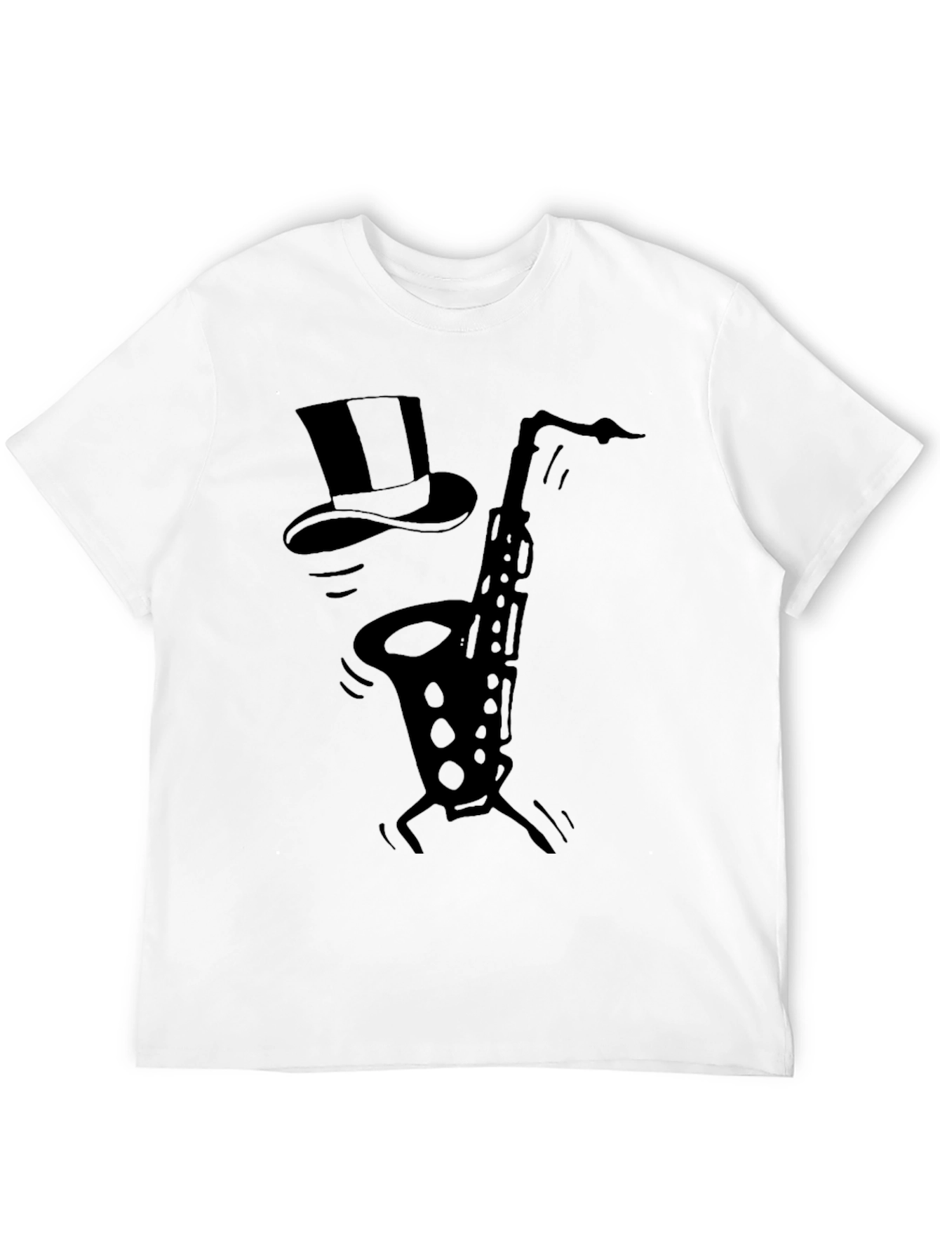 Saxophone Top Hat Black Graphic T-Shirt