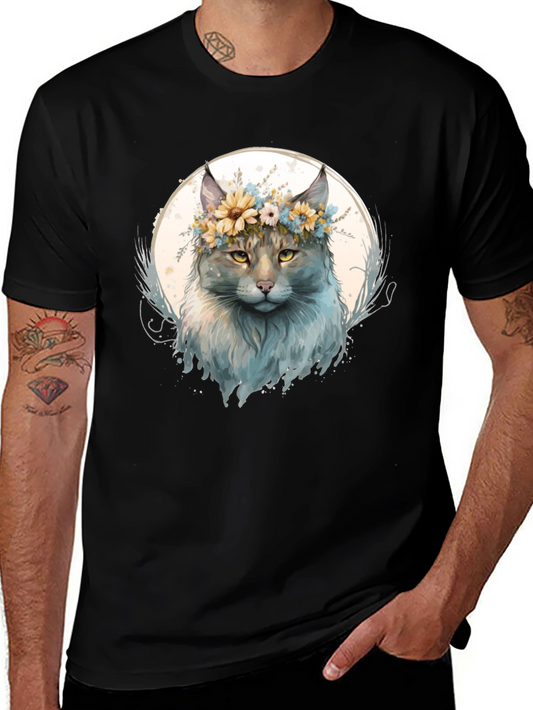 Floral Cat Graphic T-Shirt - Stylish & Unique