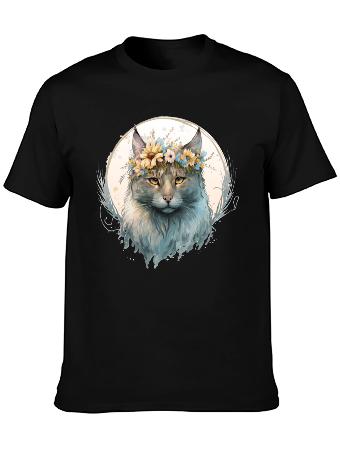 Floral Cat Graphic T-Shirt - Stylish & Unique