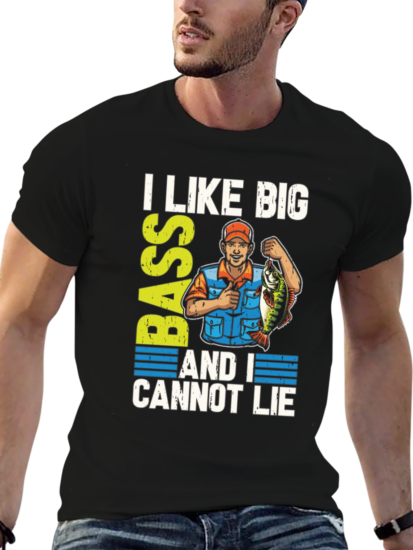 I Like Big Bass Funny Fishing T-Shirt