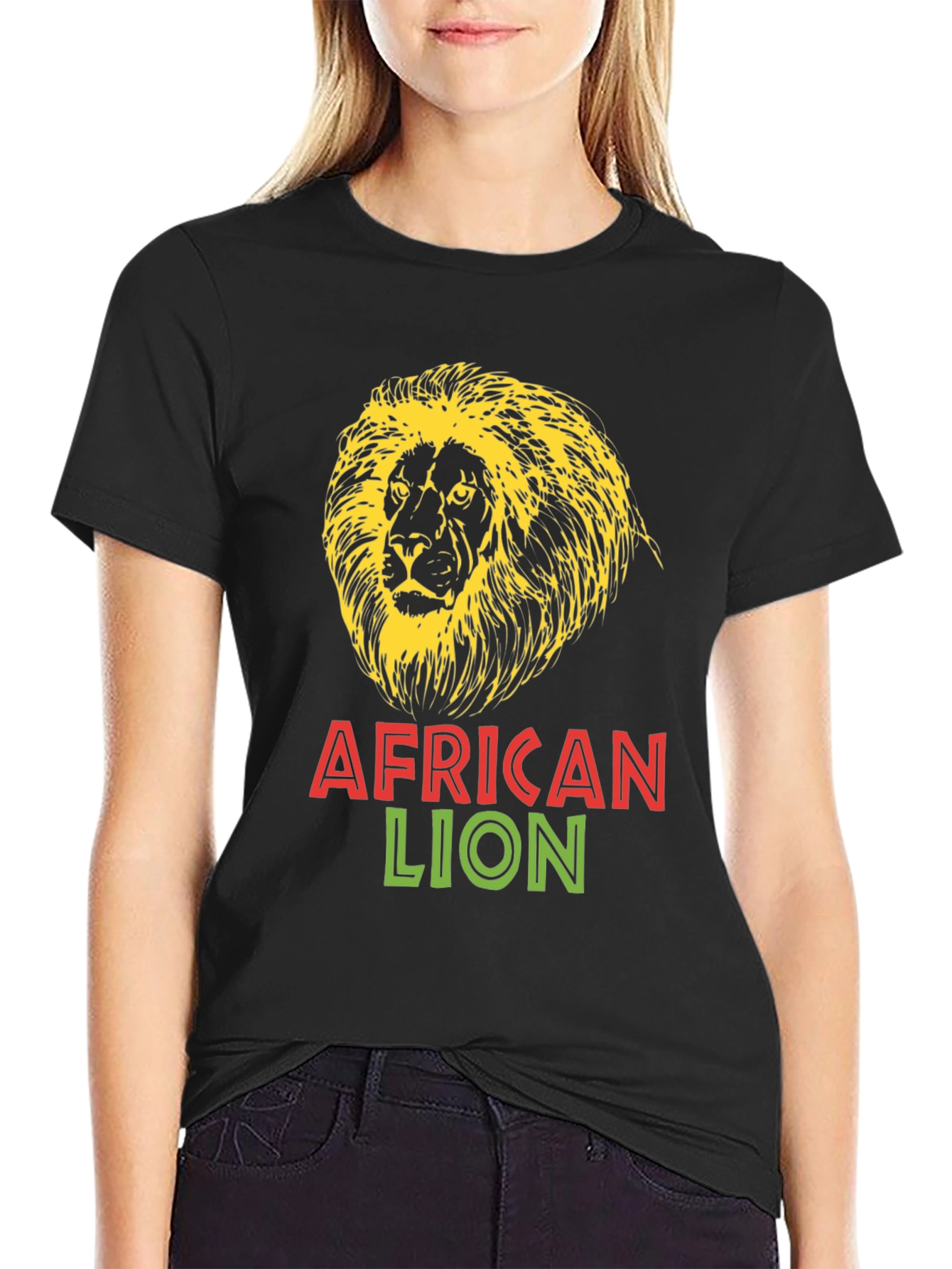 African Lion Graphic Tee - Bold Black T-Shirt