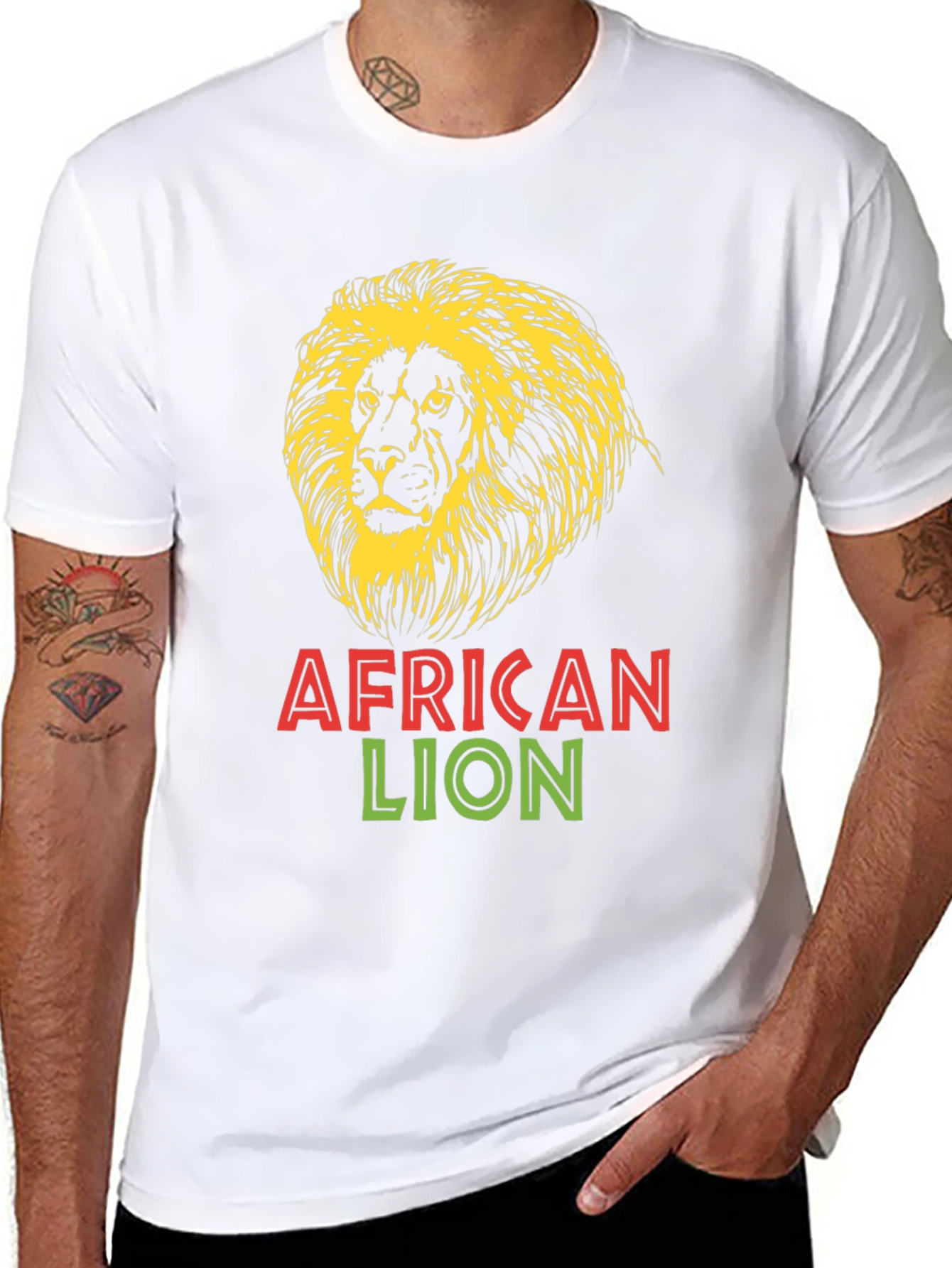 African Lion Graphic Tee - Bold Black T-Shirt