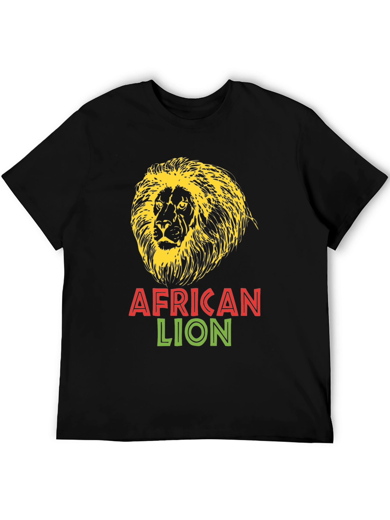 African Lion Graphic Tee - Bold Black T-Shirt