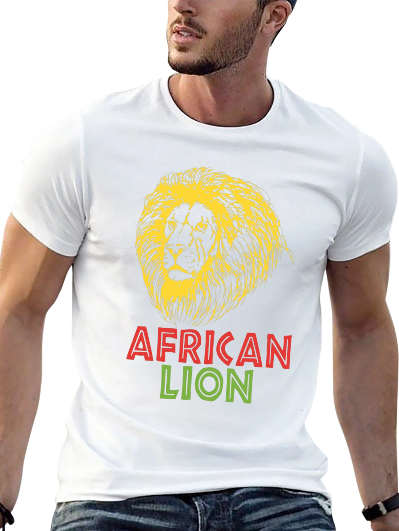 African Lion Graphic Tee - Bold Black T-Shirt