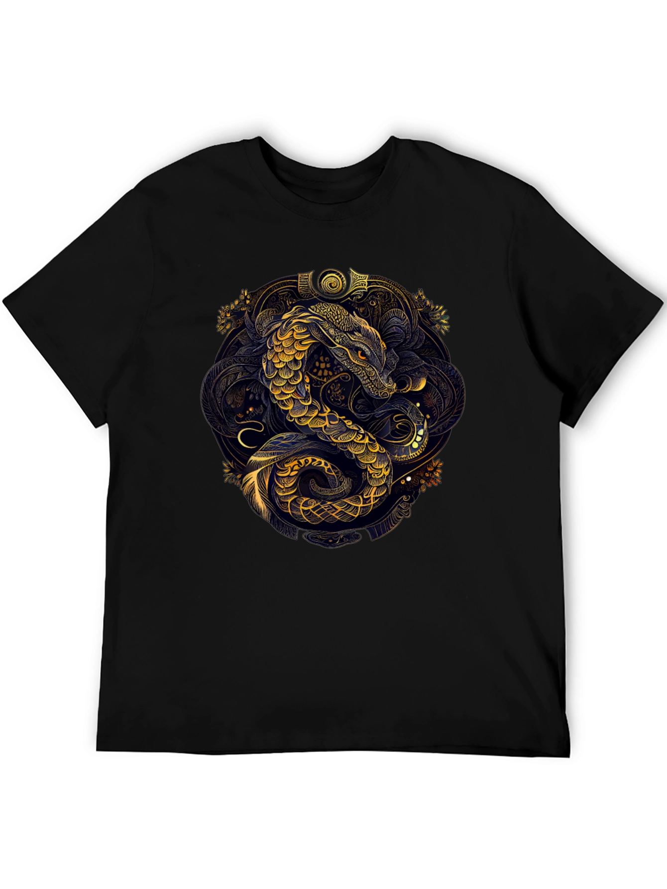 Golden Serpent Graphic Black Tee
