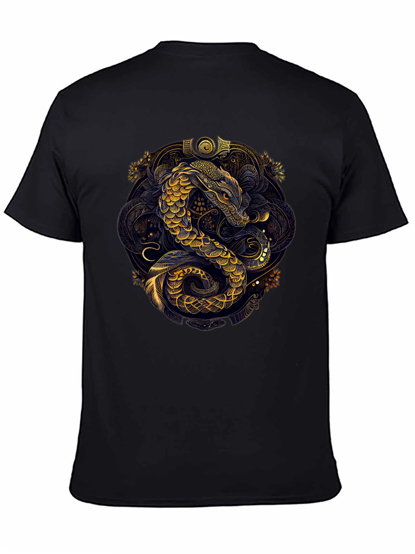 Golden Serpent Graphic Black Tee