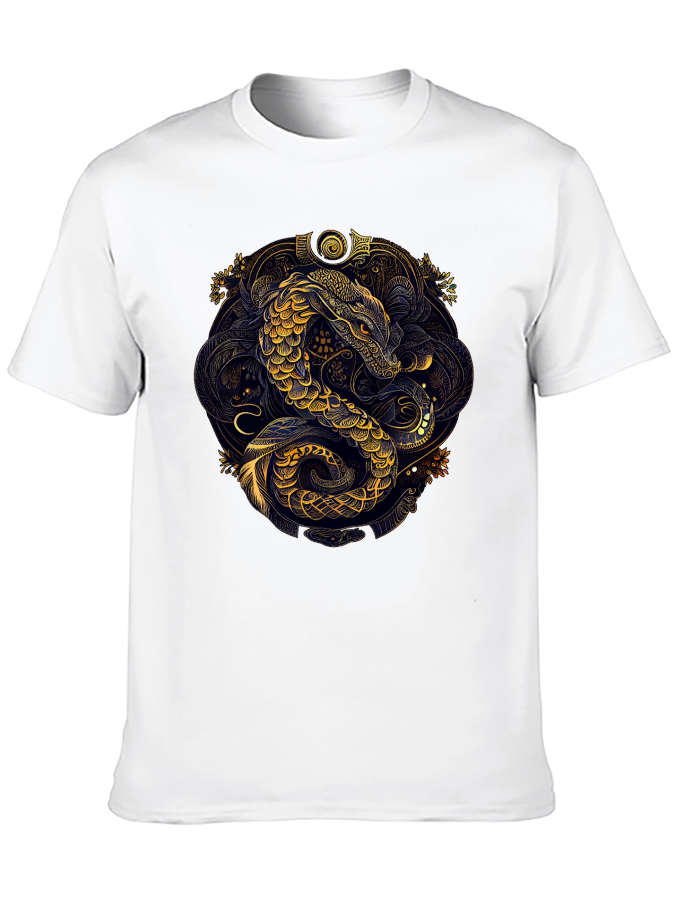 Golden Serpent Graphic Black Tee