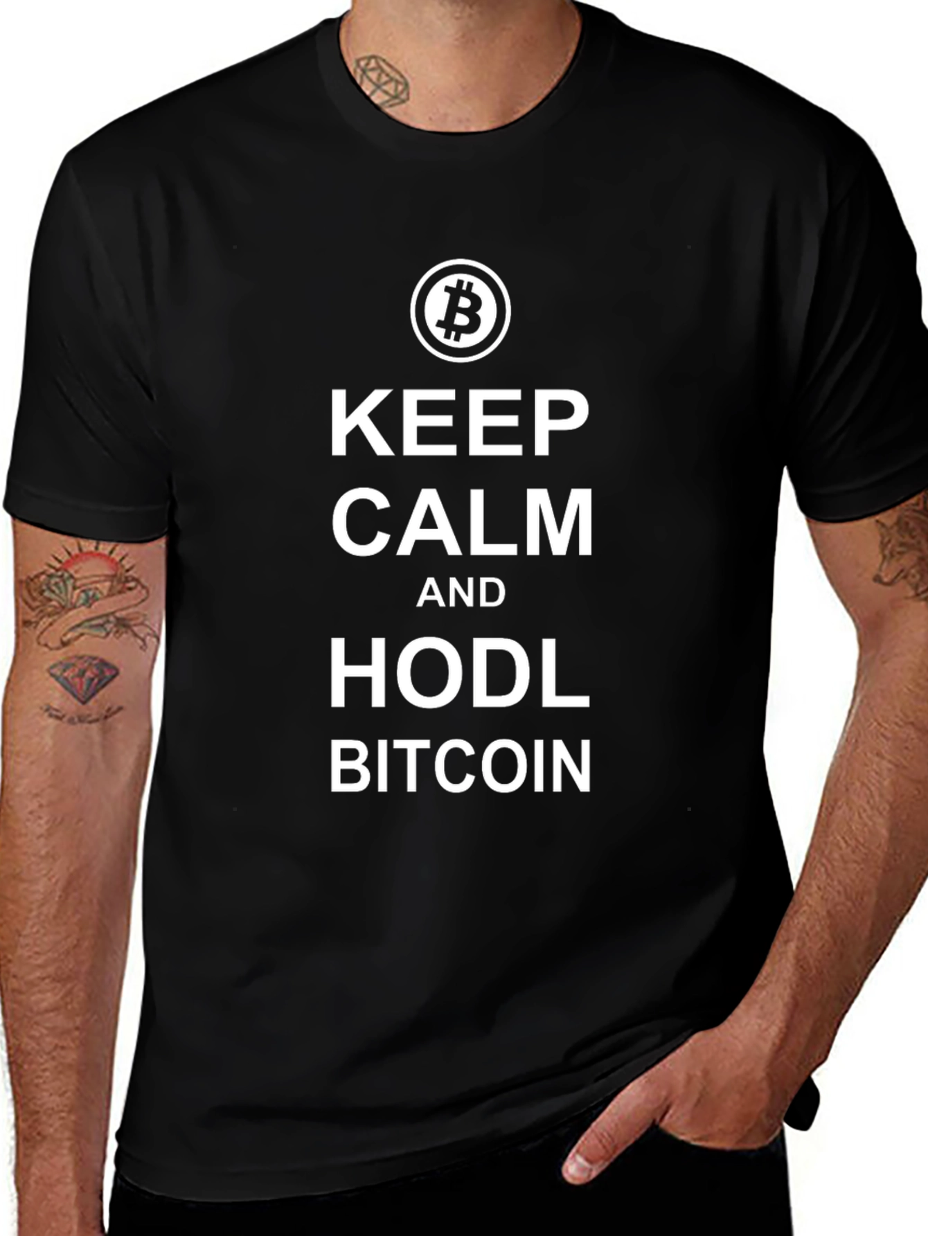 Keep Calm & HODL Bitcoin Black T-Shirt