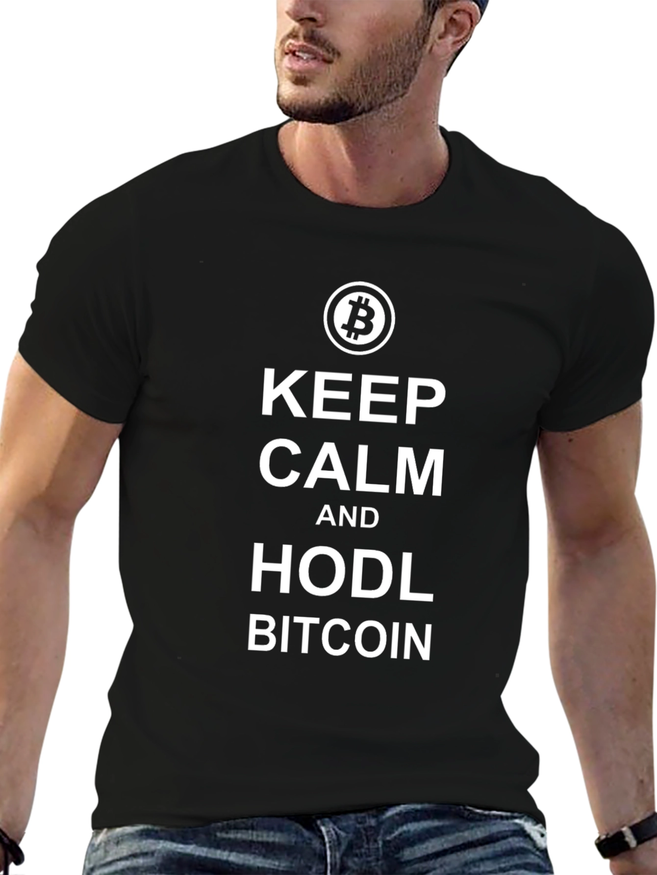 Keep Calm & HODL Bitcoin Black T-Shirt