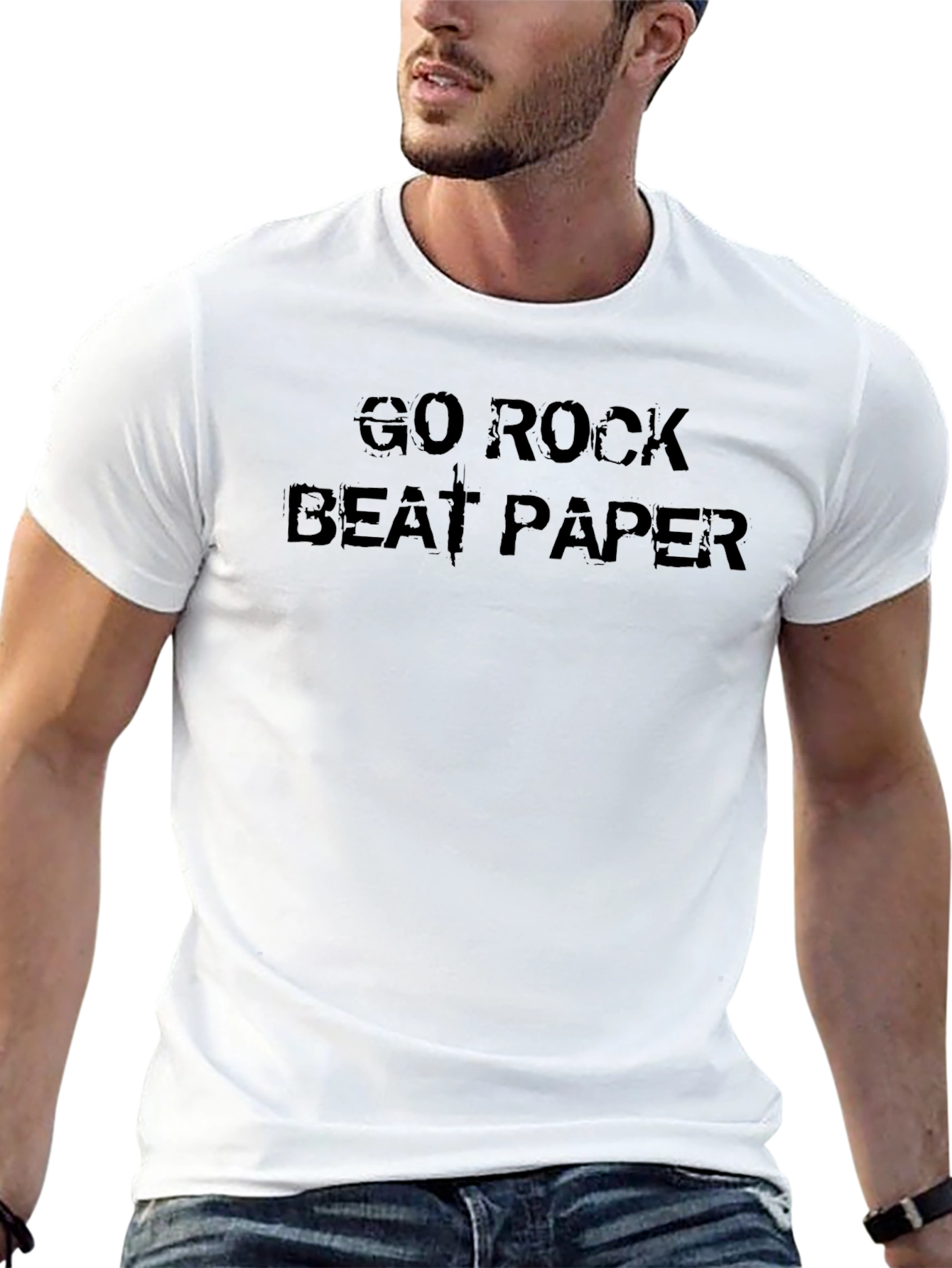 Go Rock Beat Paper Black T-Shirt Graphic Novelty