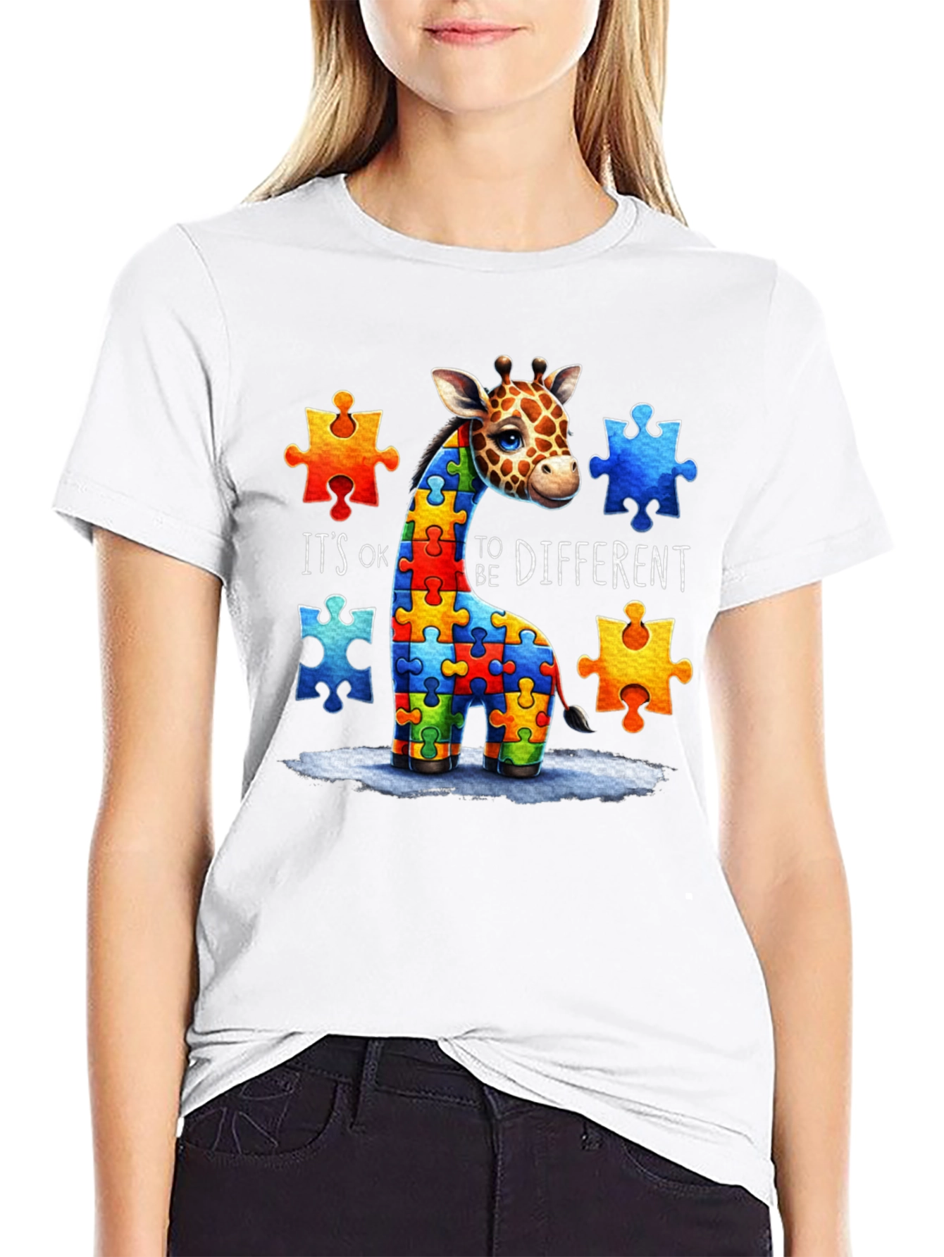 Autism Awareness Giraffe Puzzle T-Shirt