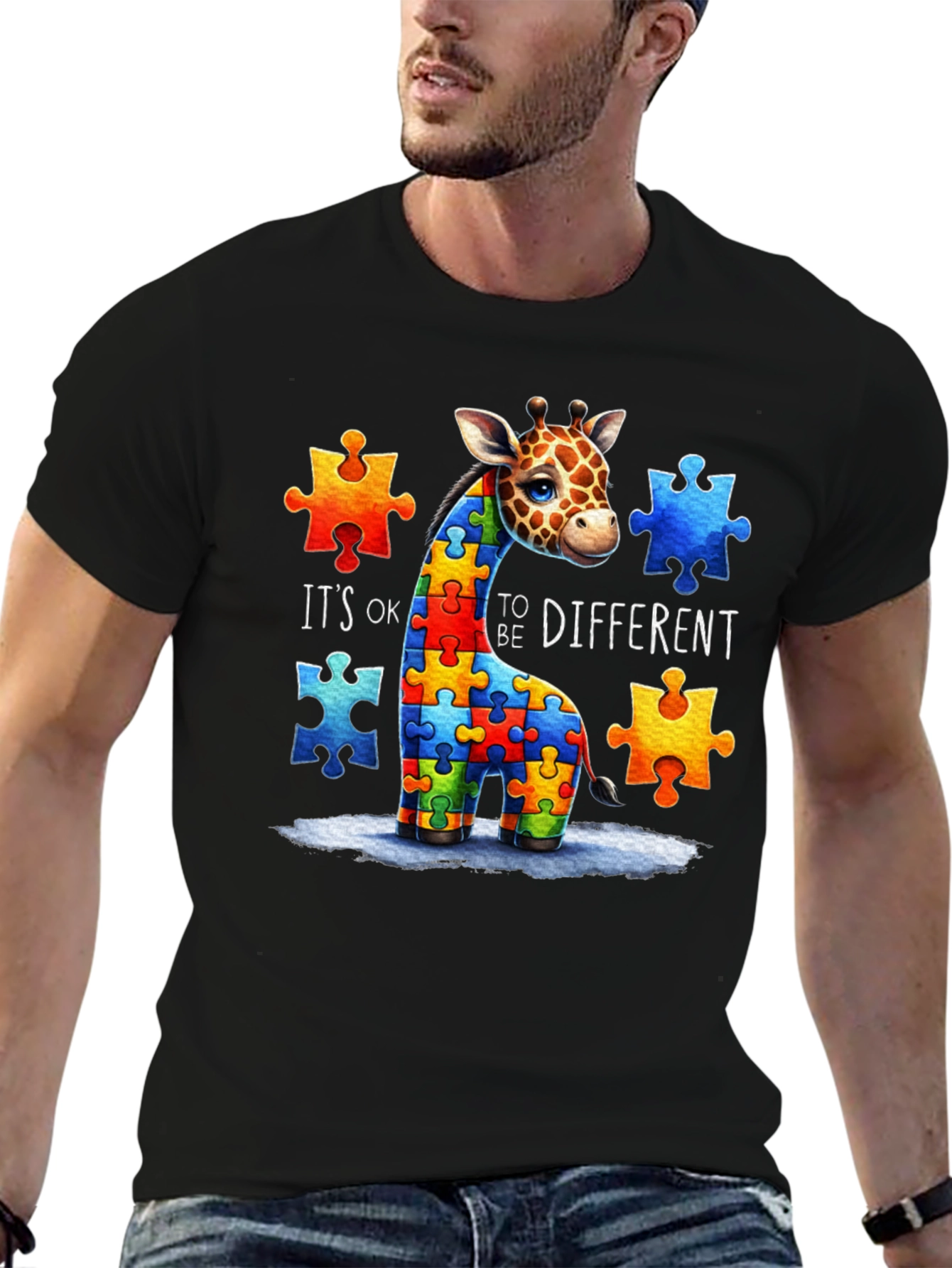 Autism Awareness Giraffe Puzzle T-Shirt