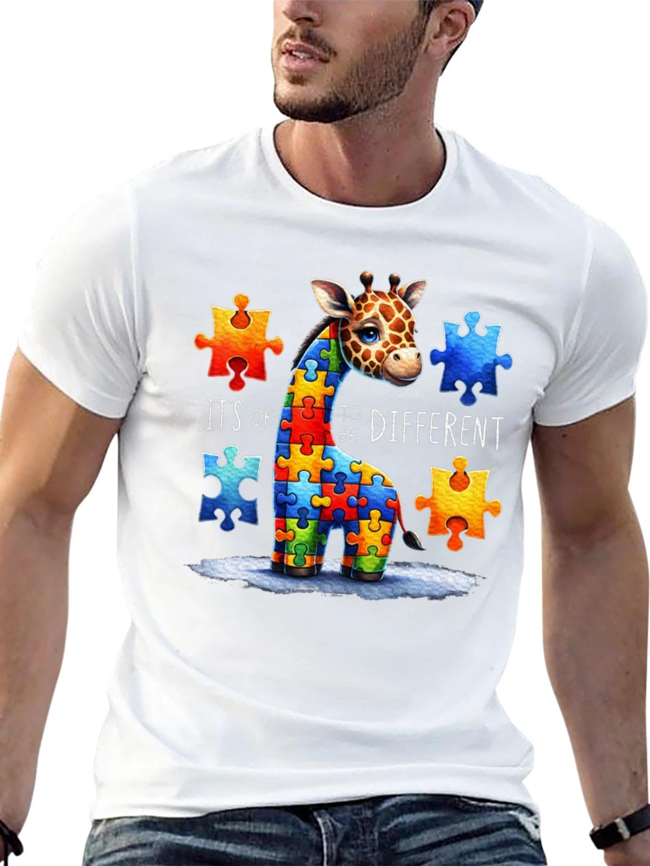 Autism Awareness Giraffe Puzzle T-Shirt