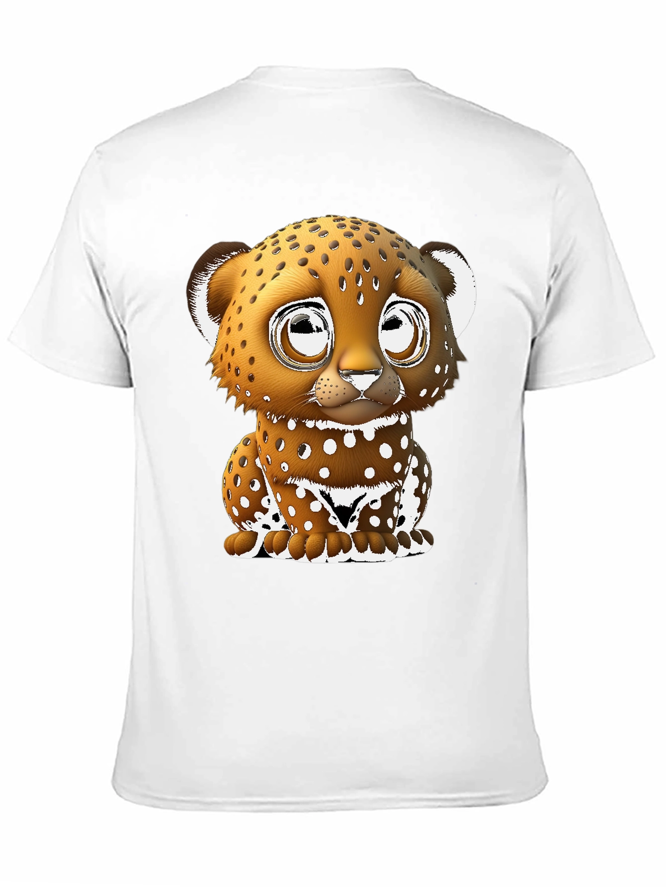 Cute Cartoon Leopard Graphic Tee - Black Cotton Blend