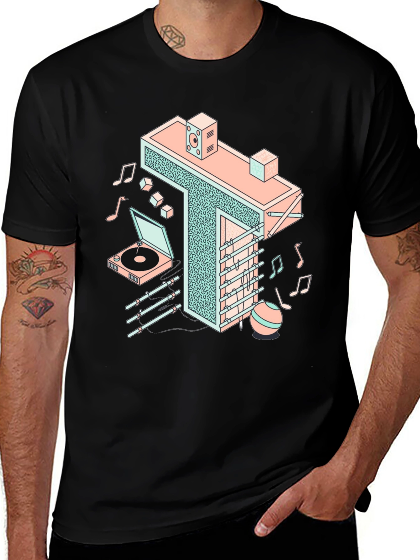 Retro Isometric Music T-Shirt