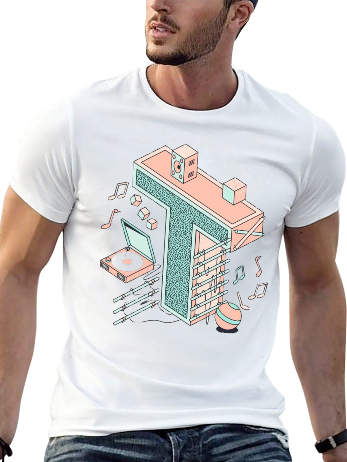 Retro Isometric Music T-Shirt