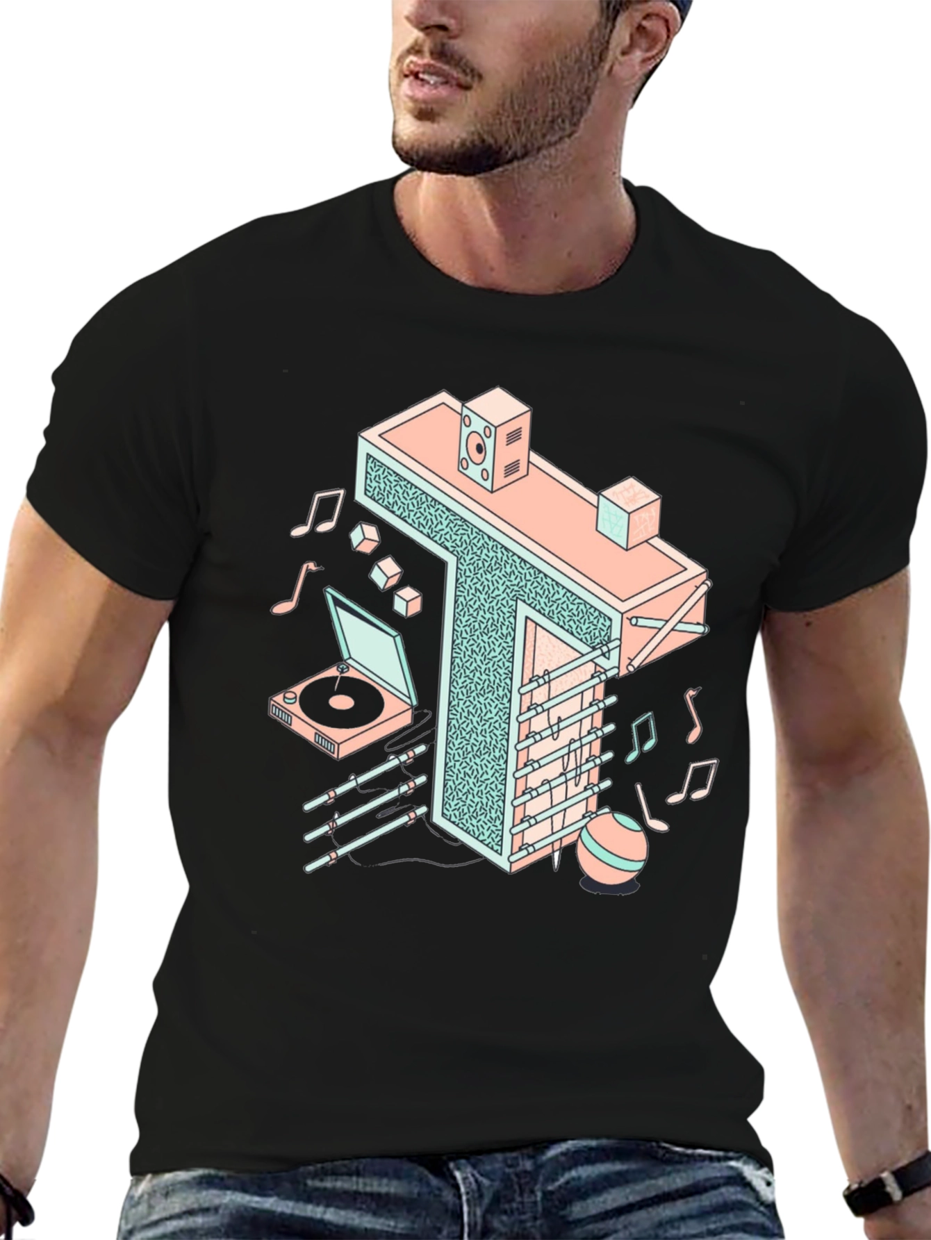 Retro Isometric Music T-Shirt