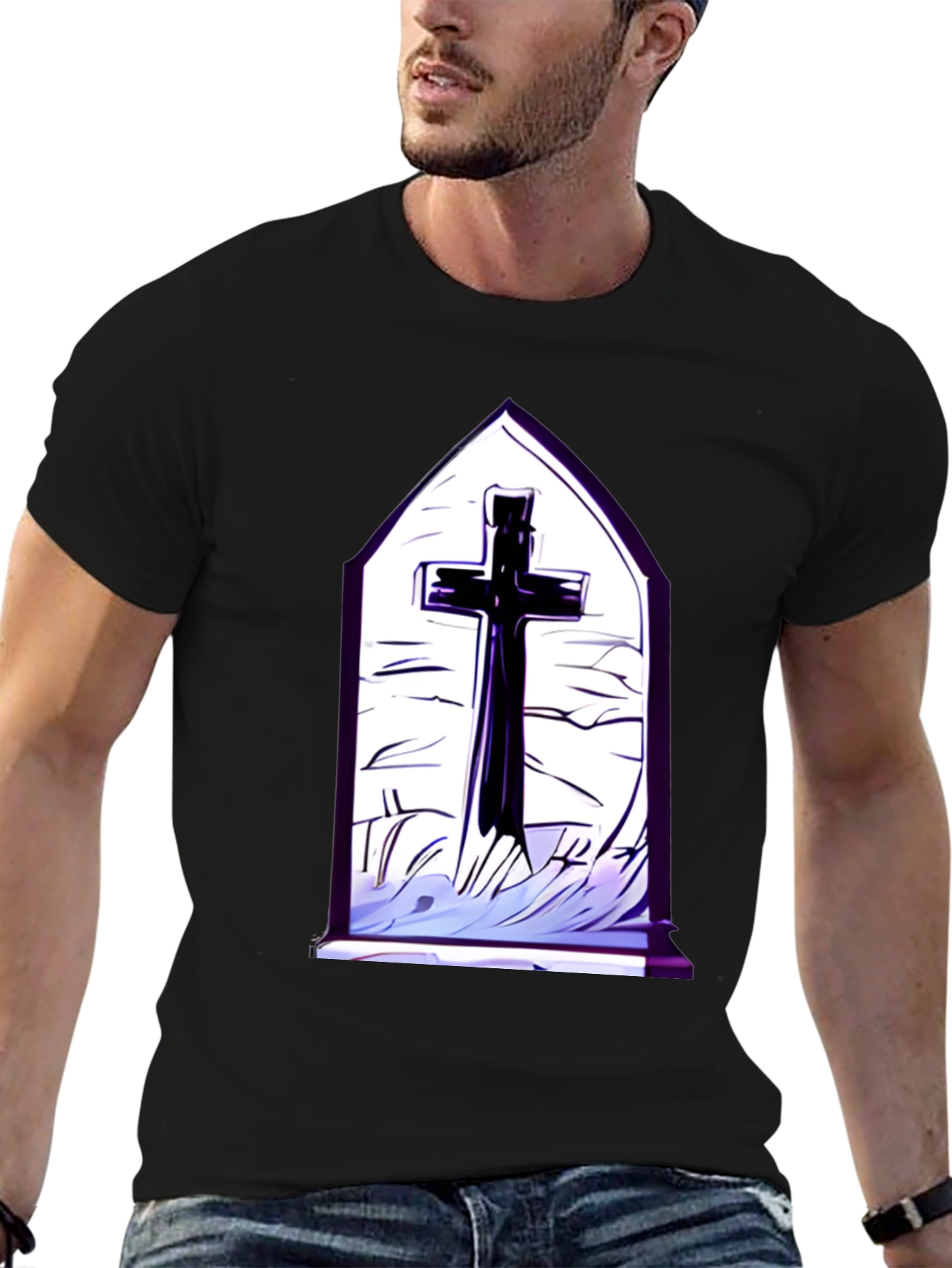 Gothic Cross T-Shirt - Black
