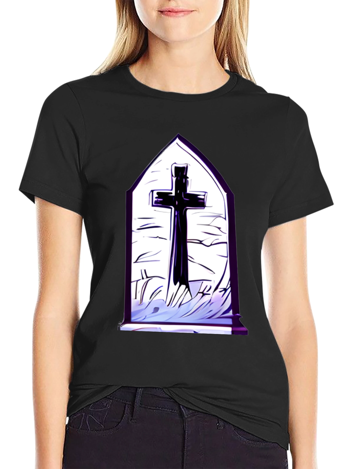 Gothic Cross T-Shirt - Black