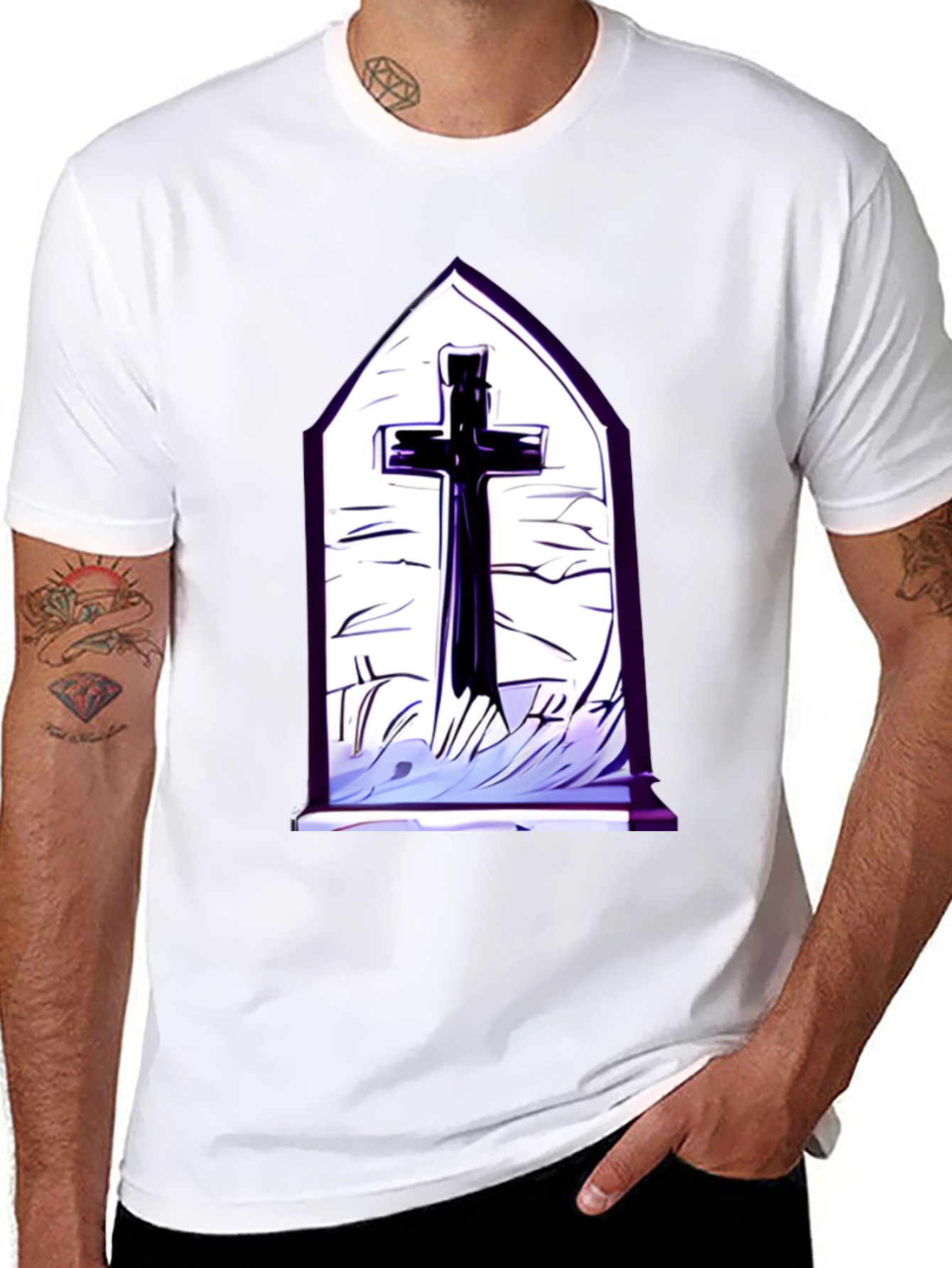Gothic Cross T-Shirt - Black