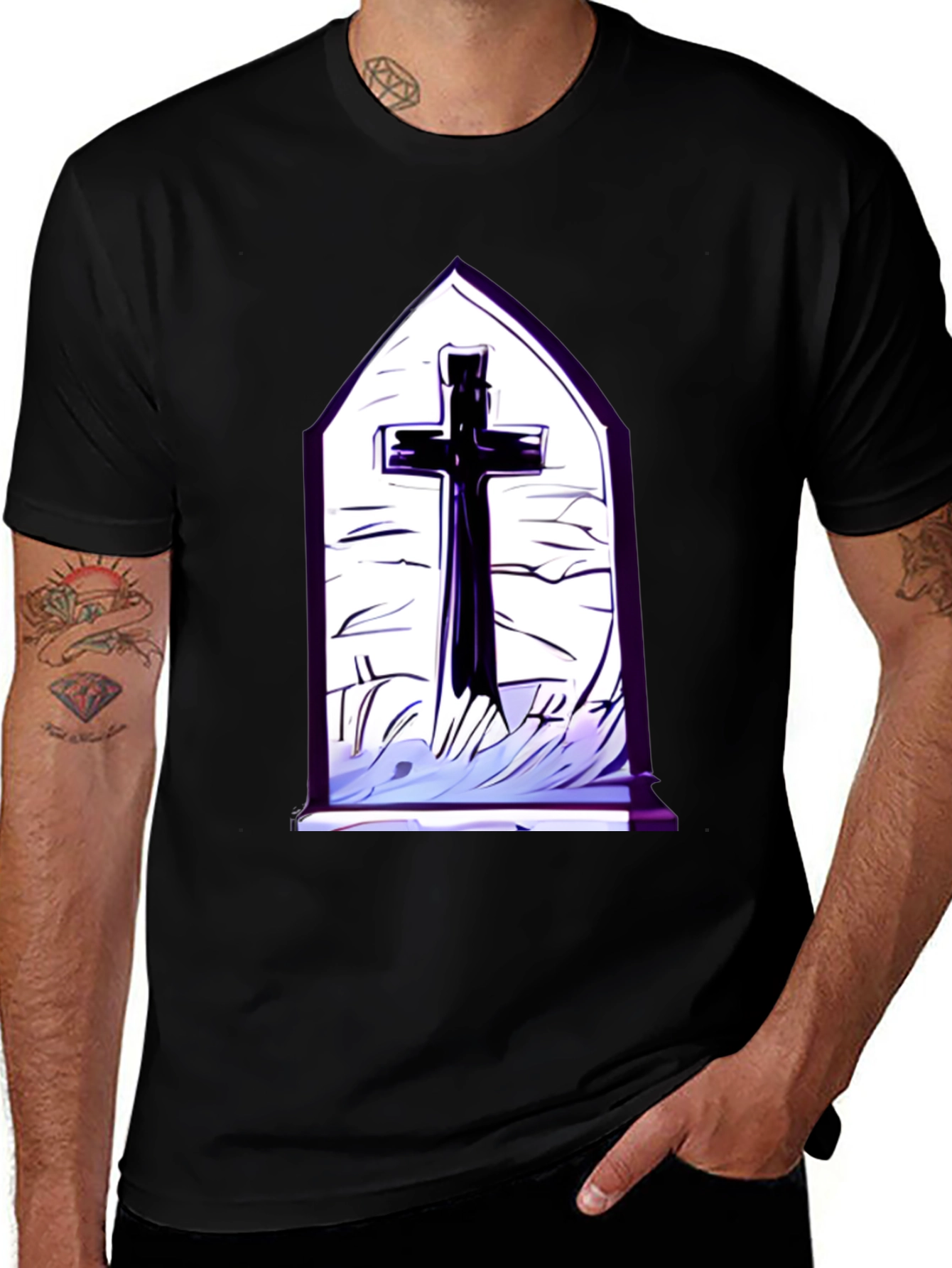 Gothic Cross T-Shirt - Black