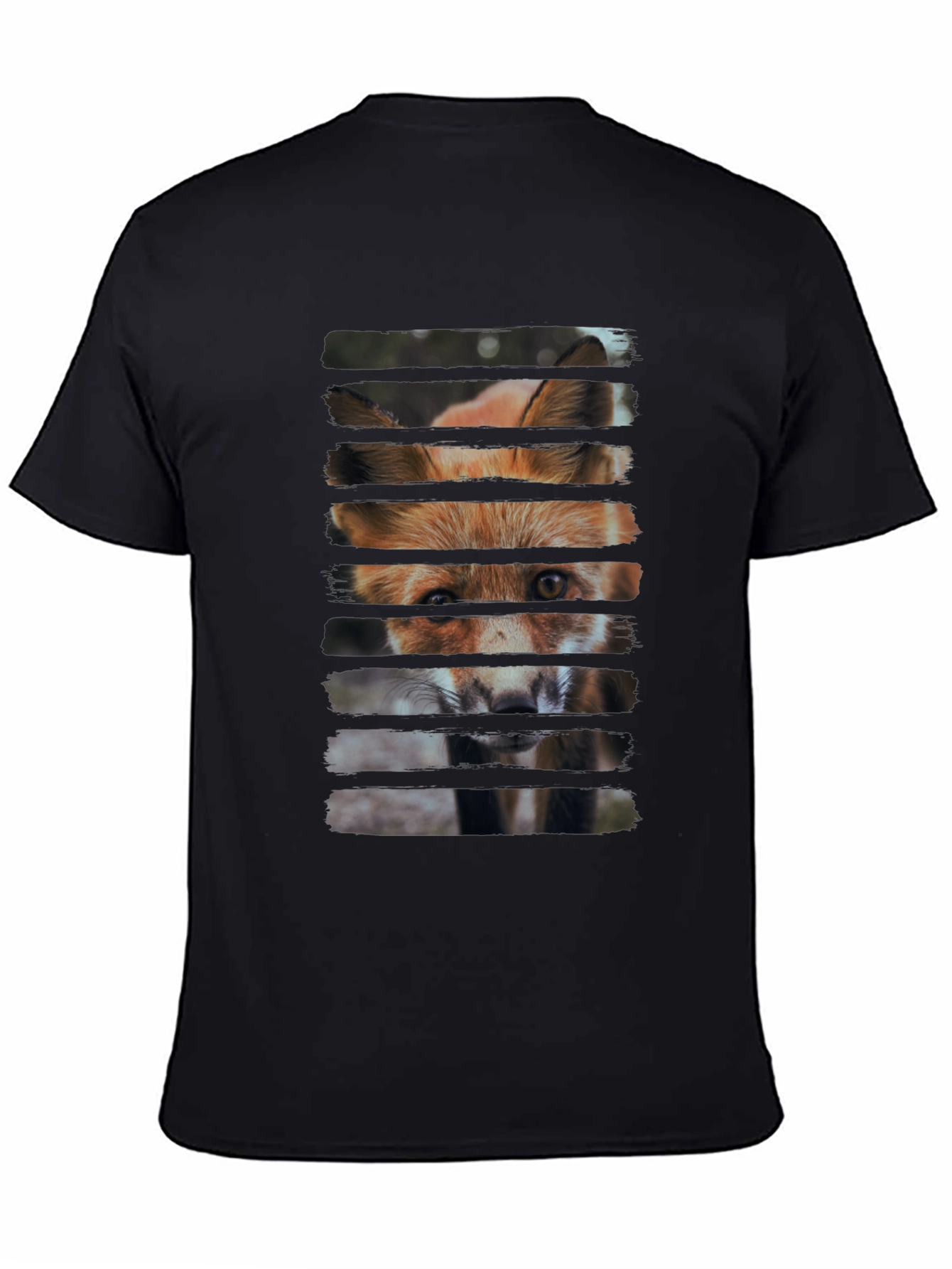 Fox Gaze Mens Black Graphic T-Shirt
