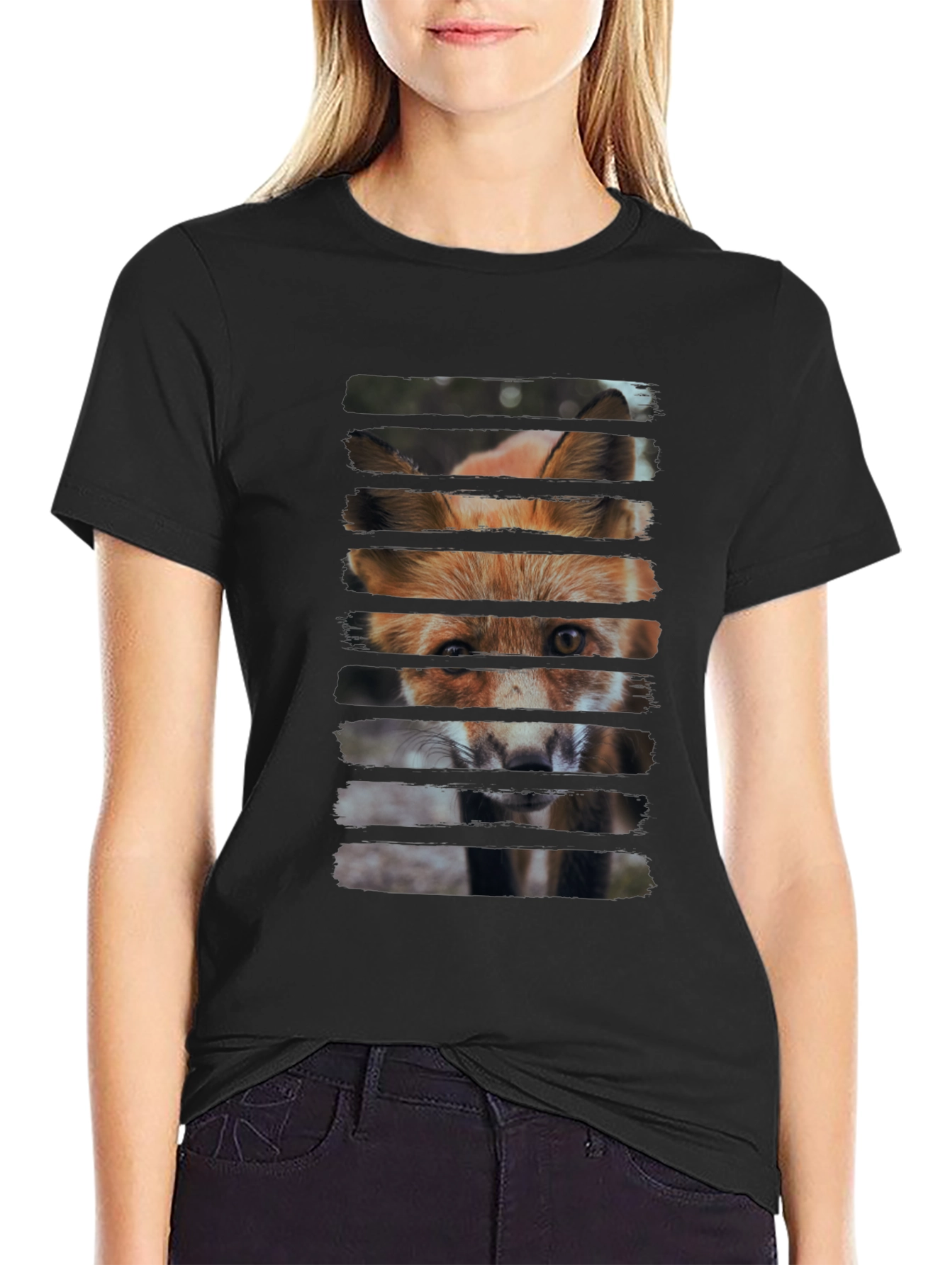 Fox Gaze Mens Black Graphic T-Shirt