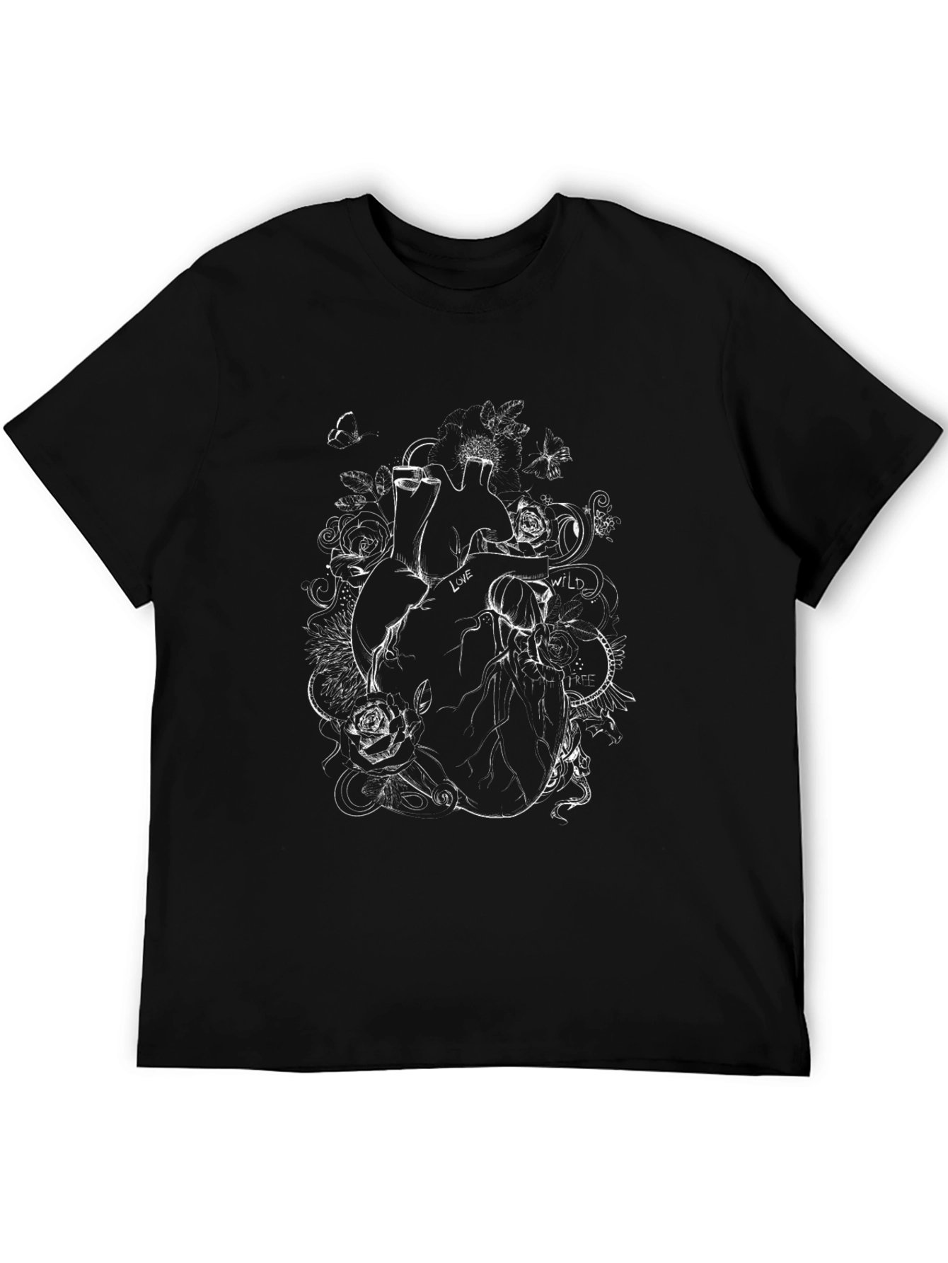Anatomical Heart & Roses Graphic T-Shirt