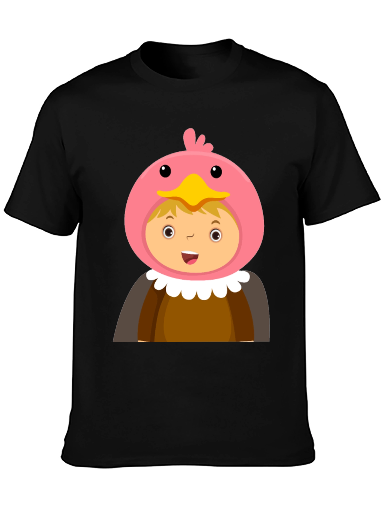 Cartoon Character T-Shirt Bird Costume Design Black Cotton Tee