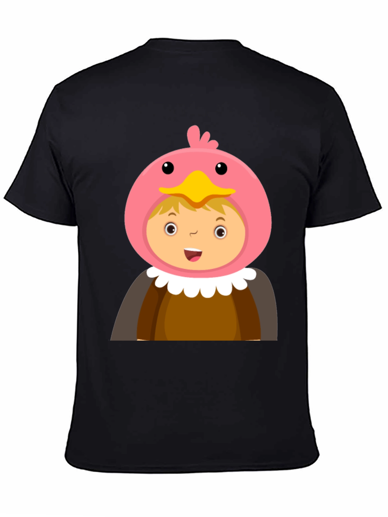 Cartoon Character T-Shirt Bird Costume Design Black Cotton Tee