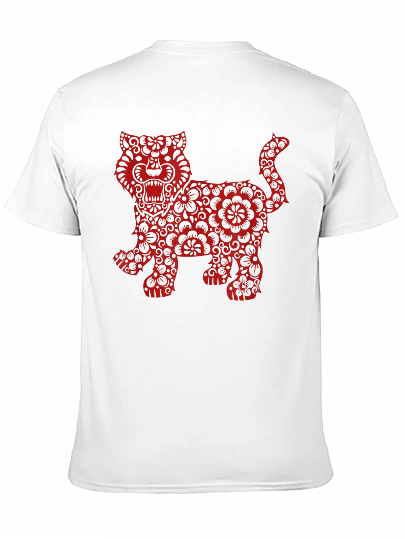 Floral Tiger Graphic Print Black T-Shirt