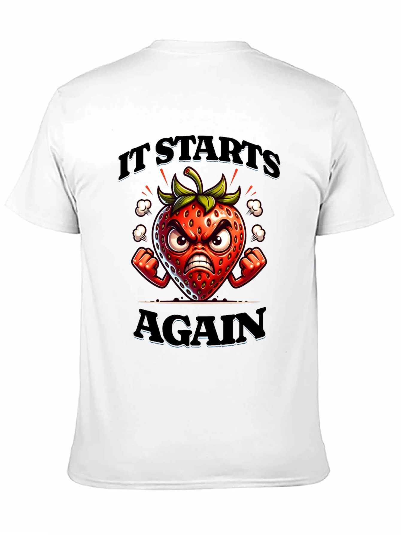 Angry Strawberry Cartoon Graphic T-Shirt
