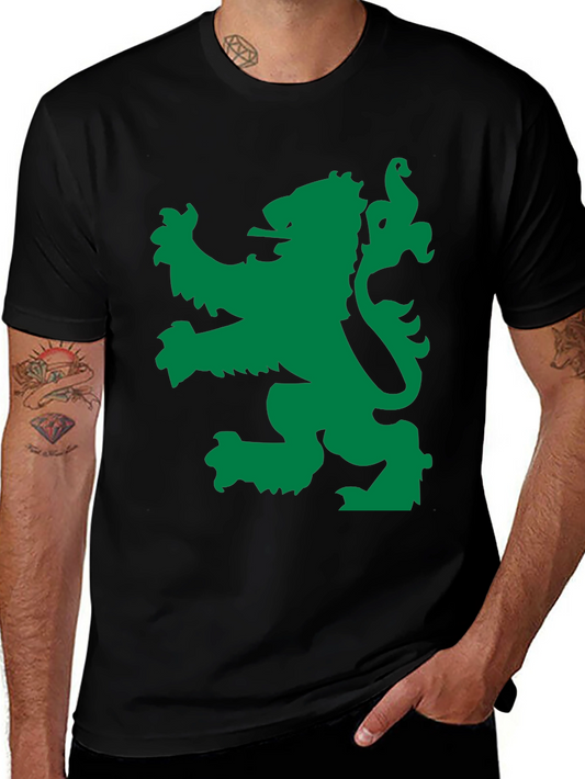 Green Lion Black Tee - Bold Graphic Design