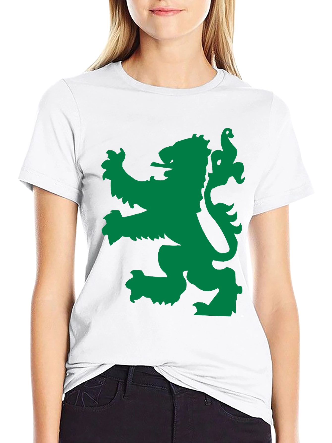 Green Lion Black Tee - Bold Graphic Design