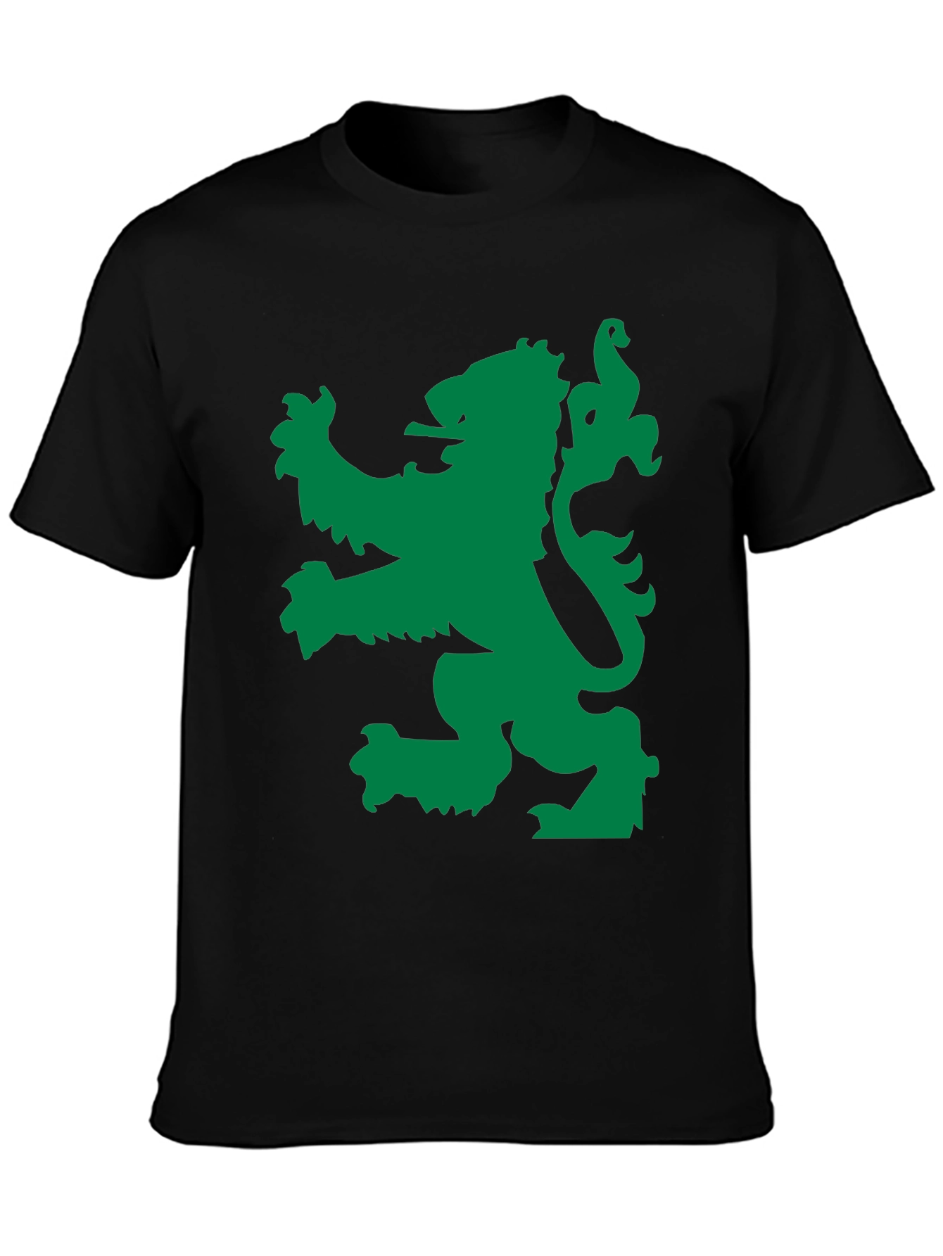 Green Lion Black Tee - Bold Graphic Design