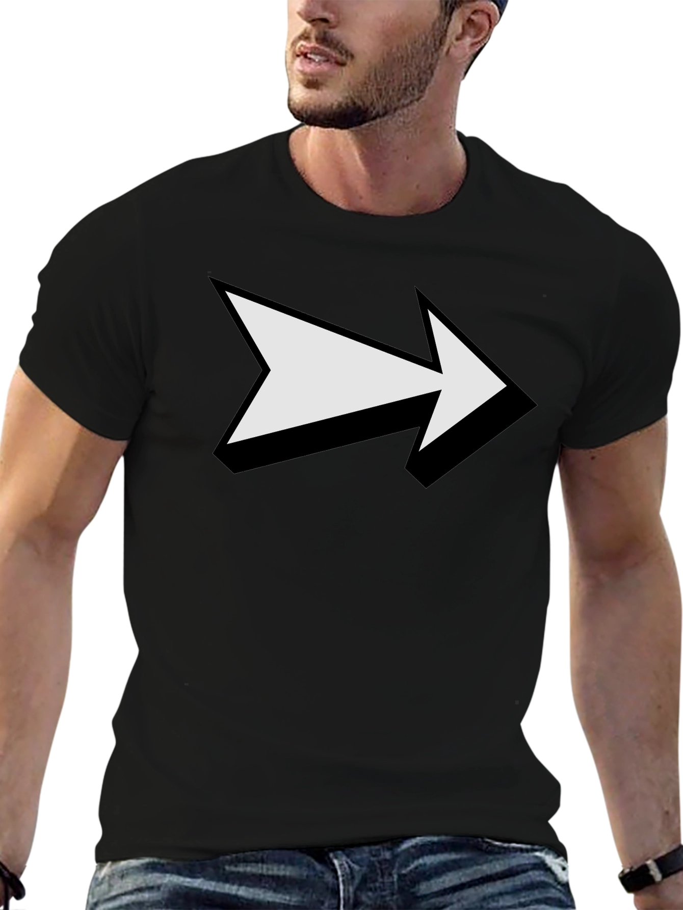 Arrow Graphic Print Black T-Shirt