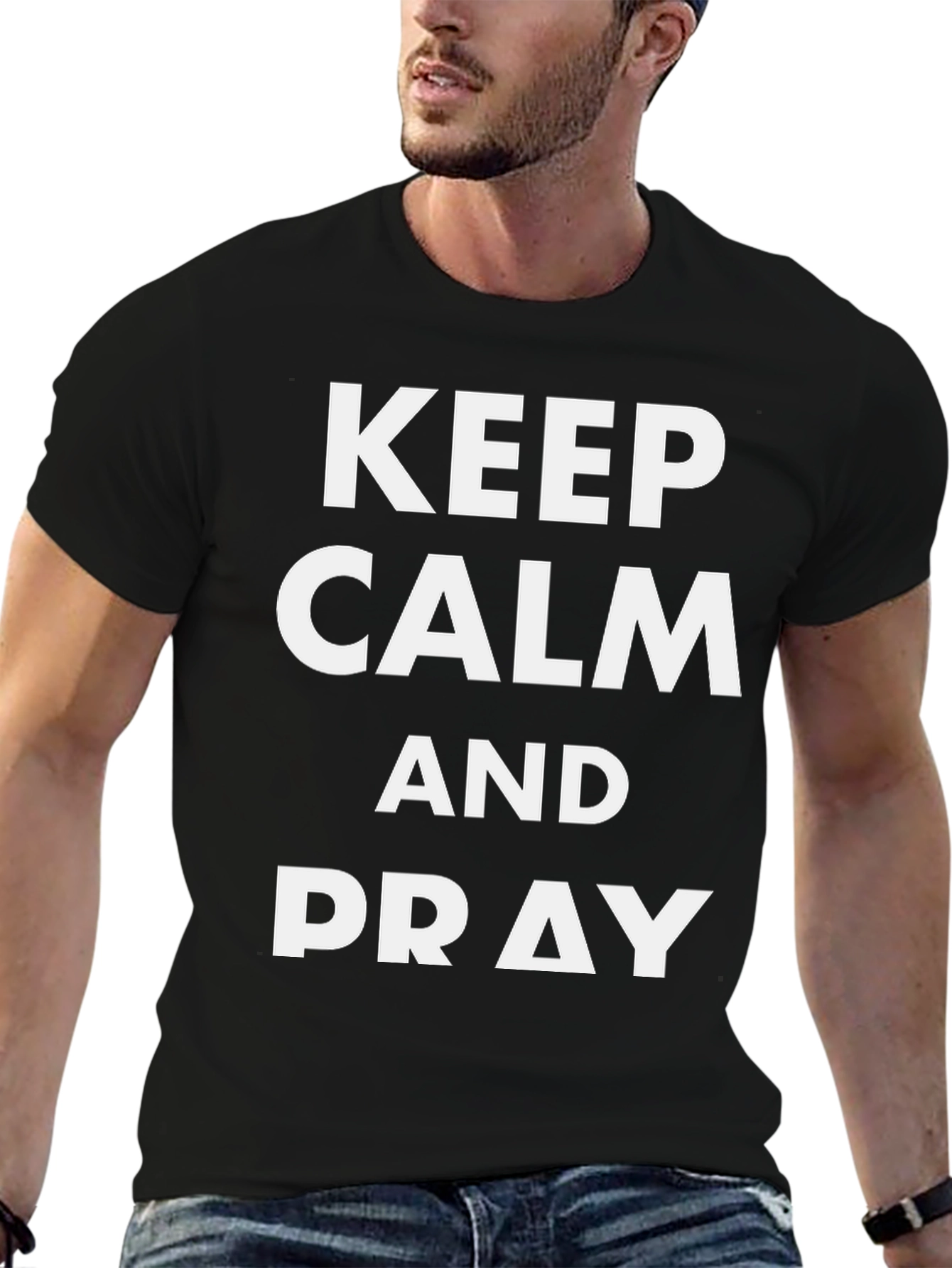 Keep Calm and Pray Black Graphic Tee