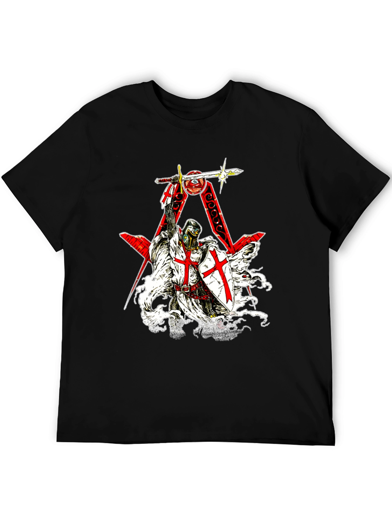 Crusader Knight Templar Graphic Tee - Black