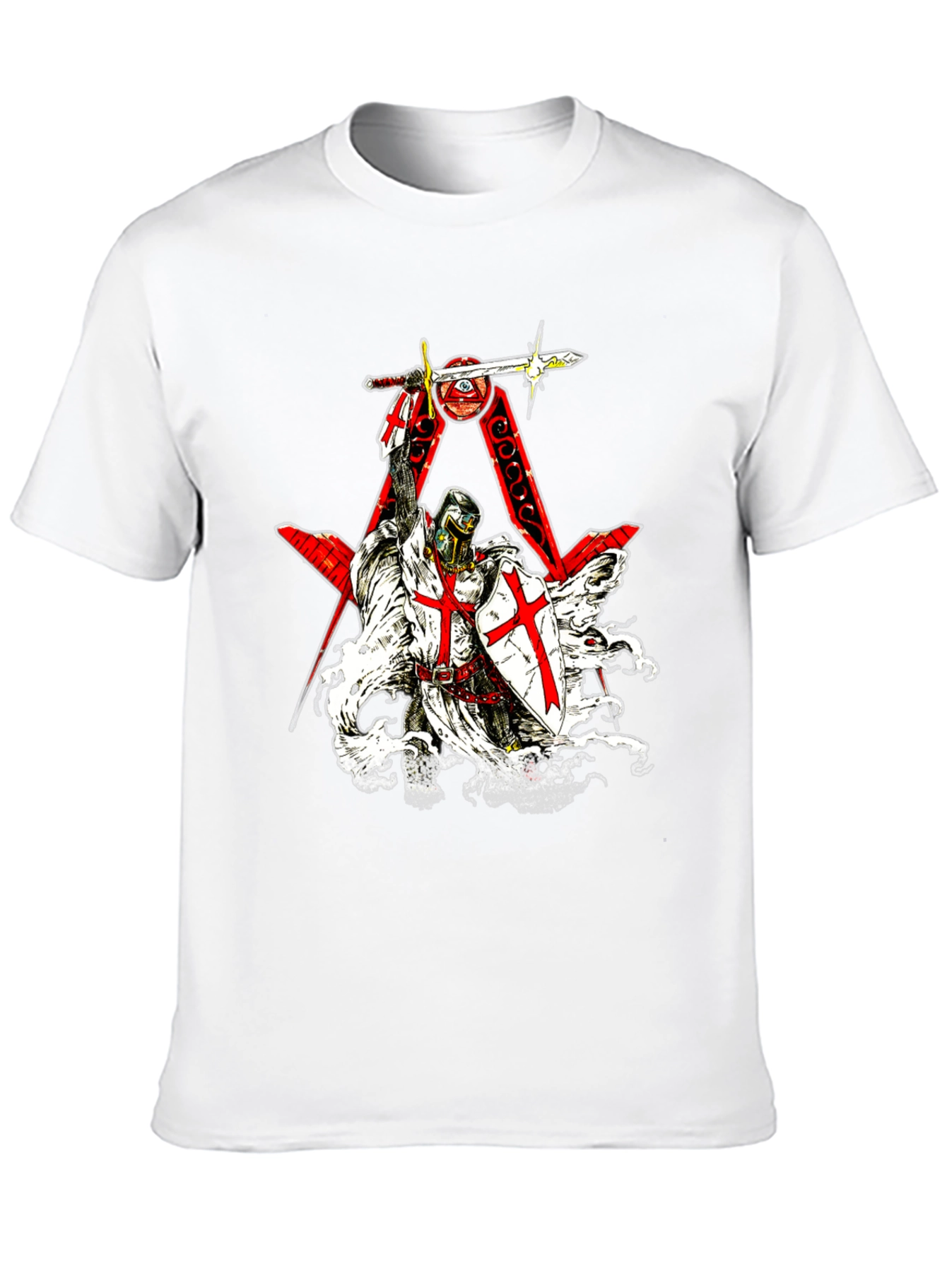 Crusader Knight Templar Graphic Tee - Black