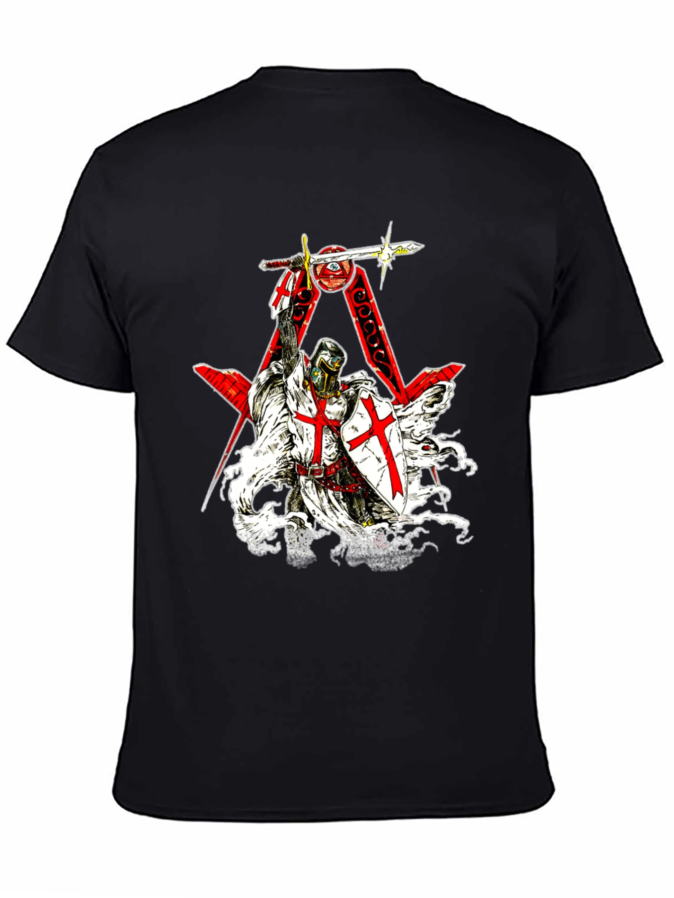 Crusader Knight Templar Graphic Tee - Black